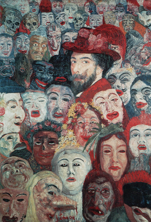 Джеймс Энсор. Автопортрет с масками. 1899. Королевский музей изящных искусств, Брюссель, Бельгия