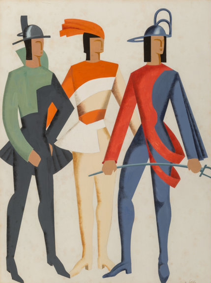 АЛЕКСАНДРА ЭКСТЕР (1882–1949)
Эскиз костюмов к постановке «Дон Жуан»
Смешанная техника на бумаге, 63.5 x 48.3 см
