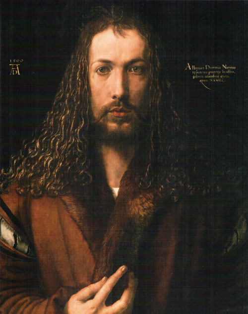 Дюрер. Автопортрет в образе Христа (около 1500). Старая Пинакотека Мюнхен. 