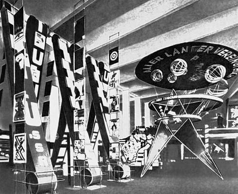 Лисицкий. Оформление вводного зала Советского павильона на выставке в Кельне 1928. 