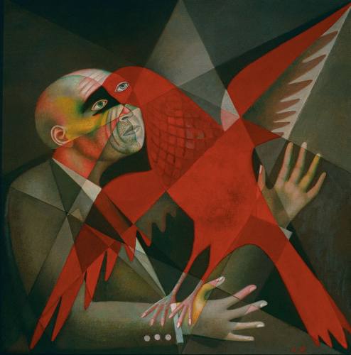 "Человек и птица", 80×80 см, х.м. 1992 г.