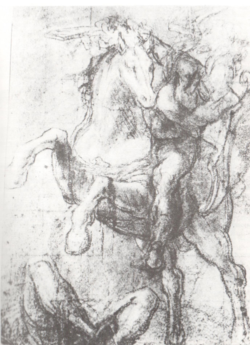 Тициан. Лошадь с всадникомю 1560-е. Итальянский карандаш, мел.