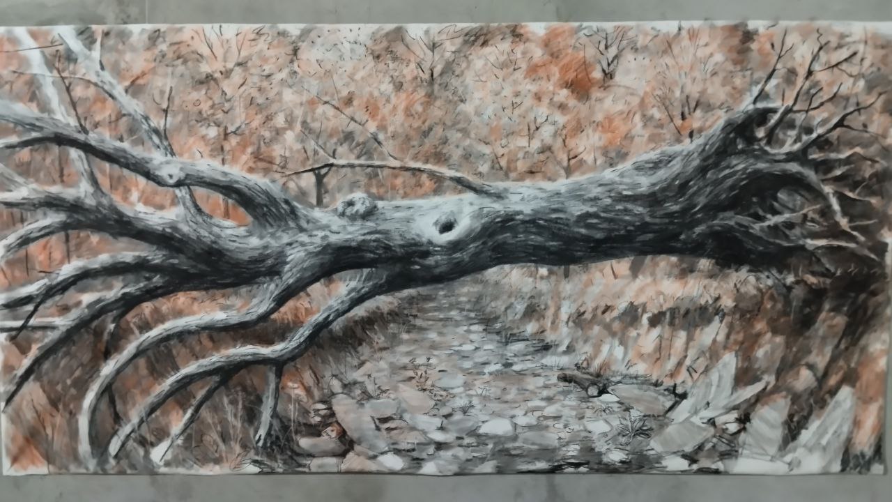 Алексей Каллима. Упавшее дерево. 160/315 см.